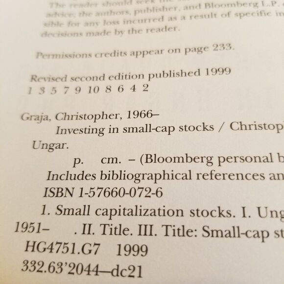 Investing in Small-cap Stocks hardcover book revised 2nd edition 1999 - Picture 9 of 9